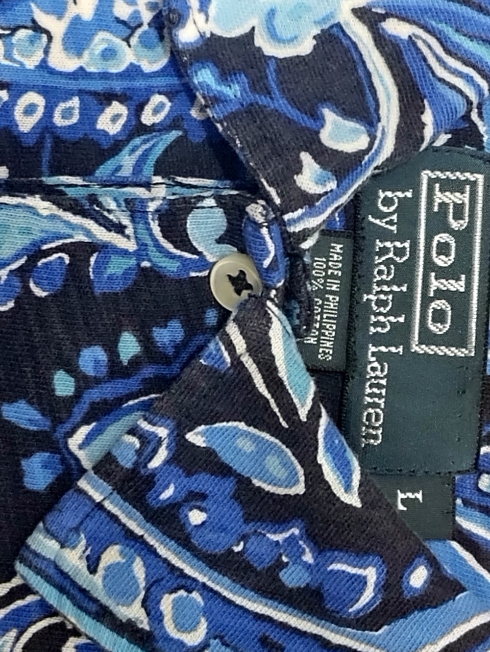 Polo by Ralph Lauren Blue Paisley Polo Shirt Large - Picture 2 of 7